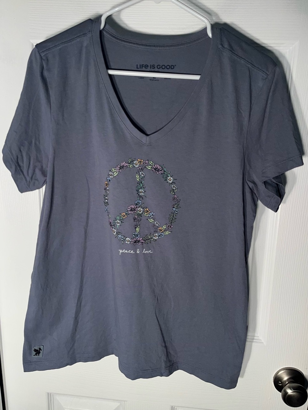 Life Is Good Crusher Peace & Love Peace Sign Tee Shirt Women’s Size Large Cotton
